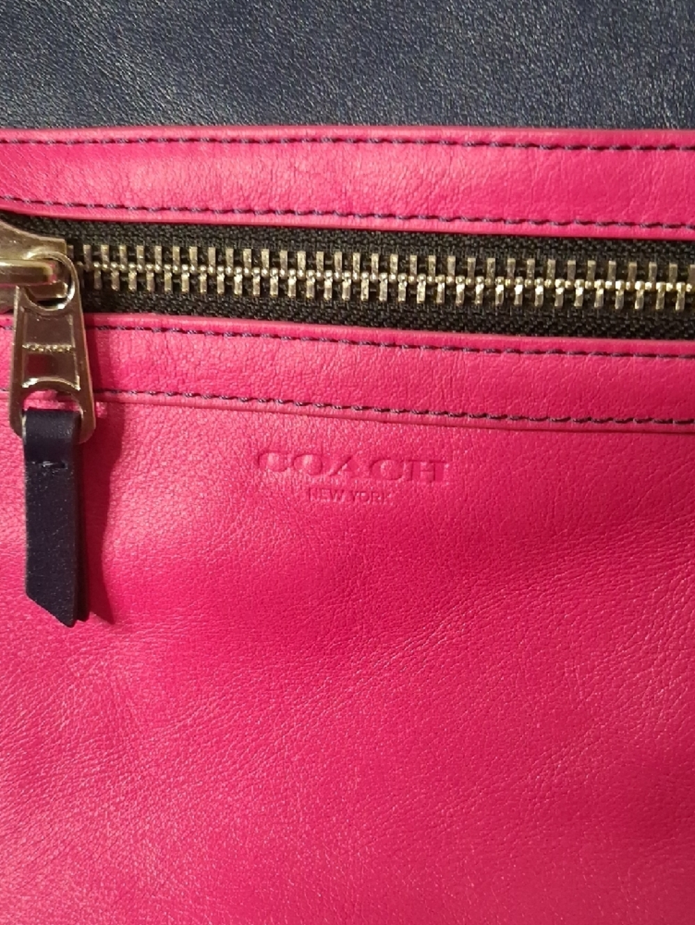 Coach Legacy Colorblock Navy and Hot Pink Leather Duffle Bag - Picture 2 of 9